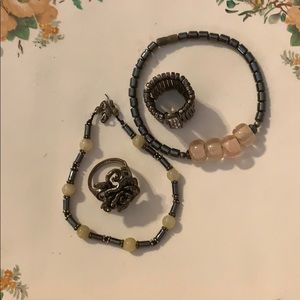 Hematite and Silver Bracelet and Rings